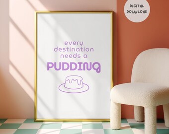 Puddingcitaatprint: speelse keukenmuurkunst (digitale download)