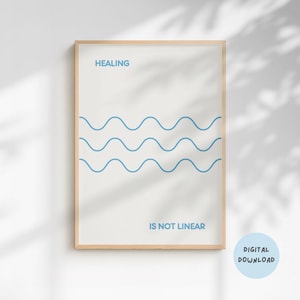 Healing is Not Linear Print | Digital Download | Therapy Quote Print | Mental Health Wall Art | Calm Typography Print | Printable Wall Art