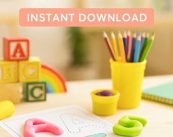 Playdough Mats Printable | Alphabet Numbers A-Z Preschool | Fine Motor PDF