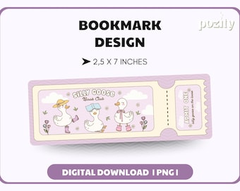 Silly Goose Bookmark Png, Silly Goose Book Club Bookmark Design, Silly Goose On The Loose Png, Cute Bookish Girlie Printable Bookmark Design