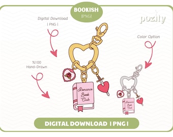 Romance Book Club Keychain PNG, Cute Trendy Aesthetic Romance Romantasy Bookish svg Png design for Stickers, Bookmarks, Commercial use