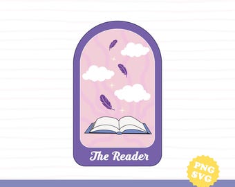 Bookish Tarot Card SVG PNG, design for tarot card, Cute Trendy Aesthetic Romance Reader ,Digital Download Art for T-shirt, Sticker and More