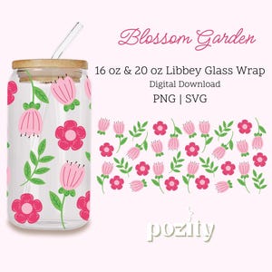 Kokette Blumen Libbey Glasdosenverpackung Png svg, Pastellblumengarten-Glasschalen-Verpackungsvpng, Frühlingsblumen-Glasverpackung Png, zierliche Blumenschalenverpackung