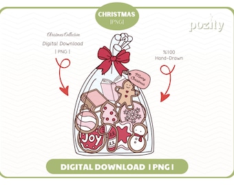 Bookish Christmas Cookies PNG, Cute Trendy Aesthetic Christmas Winter Holiday Season Bookish png for Stickers, Bookmarks, Commercial use