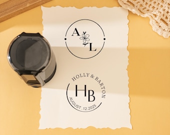 Sello de boda personalizado, sello de monograma inicial, regalo de compromiso