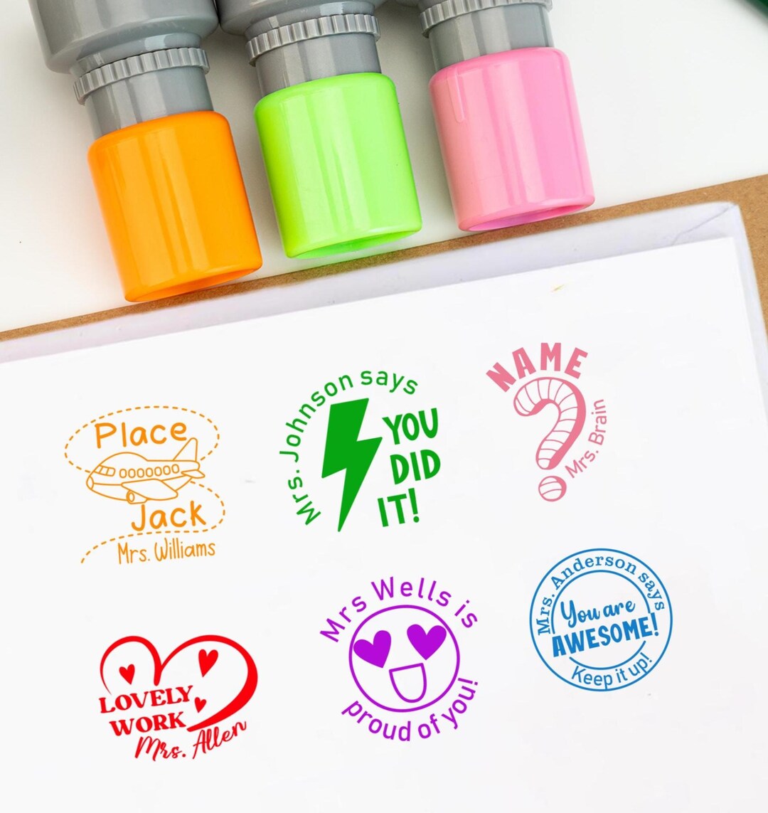 Personalized Teacher Stamp, Custom Classroom Stamps, Pre-inked, School ...