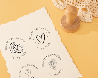 Sello de goma personalizado para boda, papelería personalizada, monograma inicial