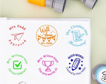 TEACHER STAMP,Custom Teacher Stamps,Custom Name Stamp for Grading,Teacher Comments & Encouragement Phrases,Teacher Supplies,Teacher Gift
