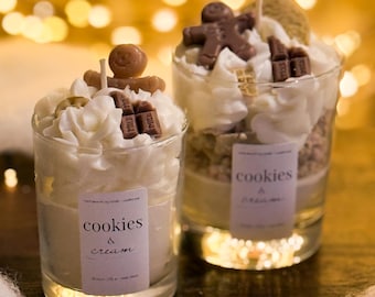 Cookies & cream / Christmas scented candle in a glass dessert candle/soy wax/gift/Advent candles/personalized/handmade/decoration Xmas approx. 300g