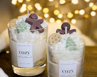 Cozy Christmas/ Christmas scented candle in a glass, dessert candle/soy wax/gift/ Advent candles/personalized/handmade/vegan/decoration/Xmas approx. 300g