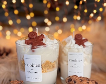 Cookies & Cream / Juldoftljus i glas, dessertljus / sojavax / present / adventsljus / personlig / handgjord / juldekoration, ca 300 g