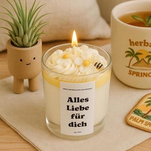 Best gift for colleague/girlfriend/scented candle with love/vegan/gift/soy wax/personalized/dessert candle in a glass approx. 250g