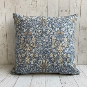 William Morris Cushion Covers in Multiple Iconic Designs — Handmade Arts and Crafts Decor Snakeshead Denim