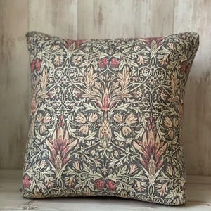 William Morris Cushion Covers in Multiple Iconic Designs — Handmade Arts and Crafts Decor Snakeshead Mocha
