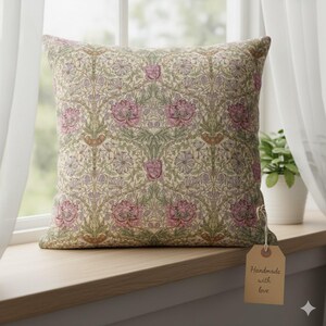 William Morris Cushion Covers in Multiple Iconic Designs — Handmade Arts and Crafts Decor Honeysuckle Rose