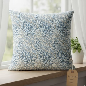 William Morris Cushion Covers in Multiple Iconic Designs — Handmade Arts and Crafts Decor Bough Azure