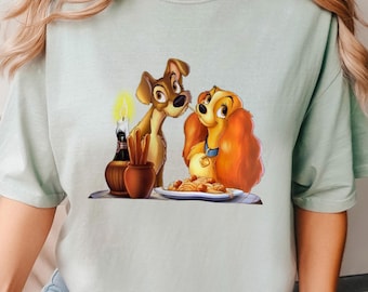 Lady and The Tramp Shirt, Comfort Colors Shirt, Valentine's Day Shirt, Disney Couple Shirt, Dogs Lover Shirt, Disney Vintage Shirt 292400