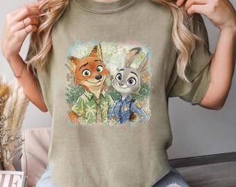 Disney Zootopia Shirt, Comfort Colors, Judy Hopps Shirt, Nick Wilde Shirt, Retro Zootropolis Disney Shirt, Zootopia Fox And Bunny Tee 294498