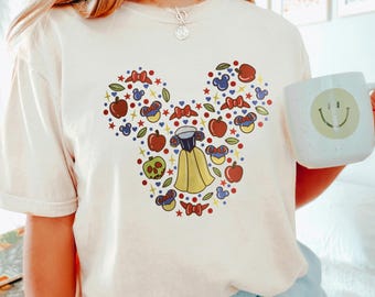 Camiseta Blancanieves, colores cómodos, camiseta Blancanieves con cabeza de Mickey, camiseta Blancanieves con orejas de ratón, camiseta Magic Kingdom, camiseta de princesa Disney 292484
