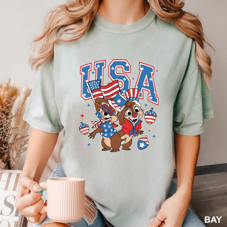 Chip and Dale 4th of July Shirt, Comfort Colors, Disney Independence Day Shirt, Disneyworld American Flag Shirt, Disney USA Shirt 293194 bild 2