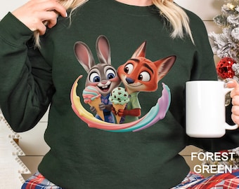 Disney Zootopia Sweatshirt, Nick Wilde and Judy Hopps Hoodie, Zootopia Ice Cream Disney Hoodie, Welcome To Zootopia Disney Crewneck 293859