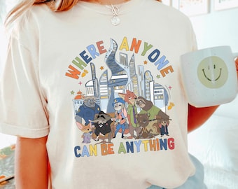 Disney Zootopia City Skyline Shirt, Comfort Colors, Where Anyone Can Be Anything Tee,Nick Wilde Judy Hopps Shirt, Disney Zootopia Tee 294533