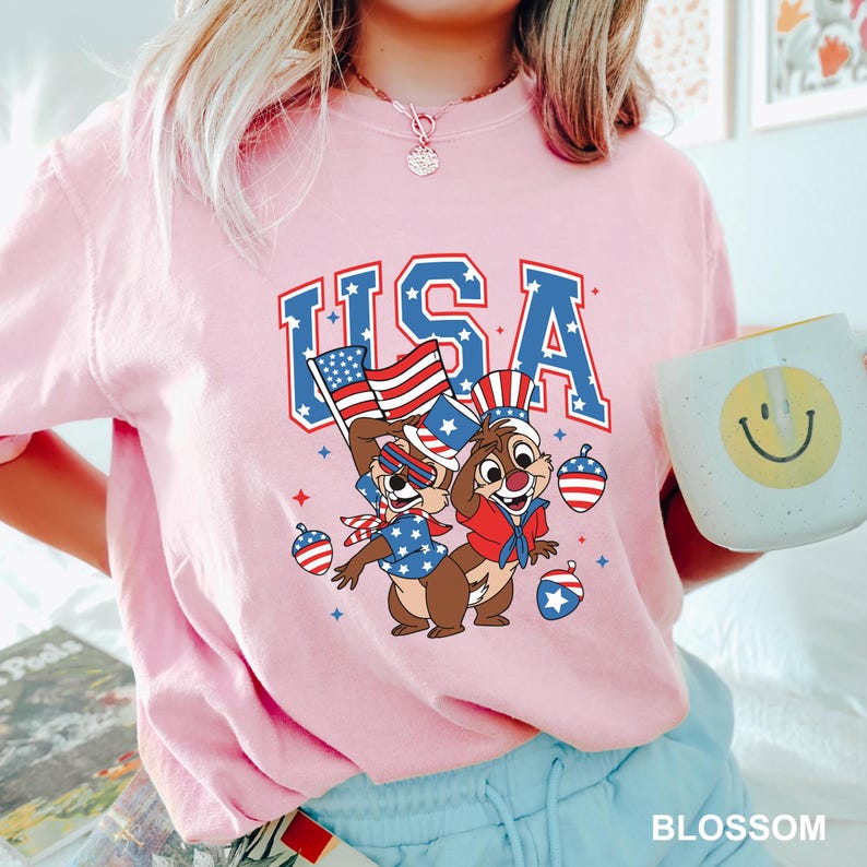 Chip and Dale 4th of July Shirt, Comfort Colors, Disney Independence Day Shirt, Disneyworld American Flag Shirt, Disney USA Shirt 293194 bild 3