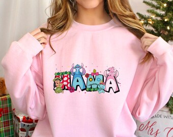 Stitch and Lilo Mama Sweatshirt, Disney Mama Hoodie, Disneyland Mom Sweatshirt, Disney Mother's Day Crewneck,Disneyland Family Hoodie 292714