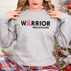 Warrior And Breast Cancer Sweatshirt, Cancer Awareness Sweatshirt, Breast Cancer Fighter Hoodie, Pink Ribbon Hoodie, Warrior Crewneck 293445