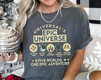 Comfort Colors Universal's Epic Universe Shirt ,Orlando Park Epic Universal Studios Shirt, Five Worlds One Epic Adventure Shirt 293421