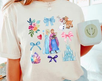 Elsa Anna Frozen Shirt, Comfort Colors, Princess Elsa Coquette Bow Shirt, Disney Girls Trip, Frozen Coquette Shirt, Olaf Frozen Shirt 293902