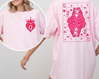 Camiseta Reina de Corazones, Comfort Colors, Estampado Floral Atrevido, Camiseta de Cumpleaños Reina 295831