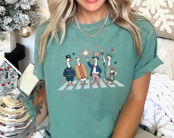 4th Of July Goose Shirt, Comfort Colors, Fourth of July Tee, July Fourth Goose Shirt, American Family Tee, Independence Day Shirt 295684