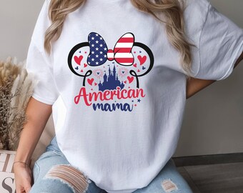 Minnie American Mama Shirt, Comfort Colors, Disney 4th of July Tee, Minnie Independence Day Shirt, Patriotic Mommy USA Flag Tee 292952