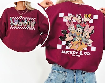 Checkered Retro Disney Mickey and Co Sweatshirt, Disney Mickey Sweatshirt, Disney Friends Hoodie, Disney Trip Crewneck 293941