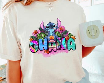 Disney Lilo and Stitch Ohana Summer Time Shirt, Comfort Colors, Cute Stitch Portrait Tee, Disney Summer Shirt, Stitch Summer Tee 293318