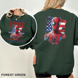 1776 United States Independence Day Sweatshirt, Spider-Man Sweatshirt, Patriotic Superhero Hoodie,Fourth of July USA Graphic Crewneck 296614 image 9
