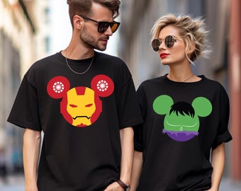 Camisa de superhéroe a juego, colores cómodos, camisa de orejas de Mickey de Los Vengadores, camisa de superhéroe con orejas de ratón, camiseta a juego de viaje familiar de superhéroe 292473