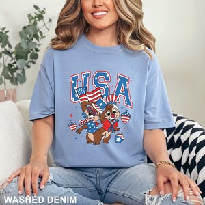 Chip and Dale 4th of July Shirt, Comfort Colors, Disney Independence Day Shirt, Disneyworld American Flag Shirt, Disney USA Shirt 293194 bild 1