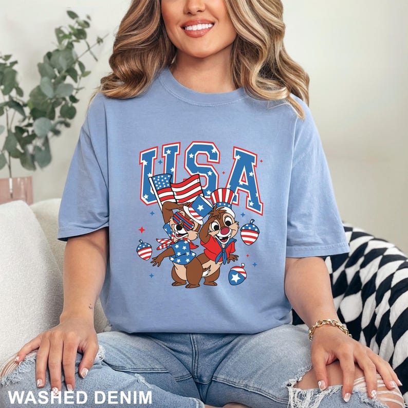 Chip and Dale 4th of July Shirt, Comfort Colors, Disney Independence Day Shirt, Disneyworld American Flag Shirt, Disney USA Shirt 293194 bild 1