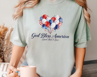 God Bless America Patriotic Balloons Shirt, Independence Day Comfort Colors Tee 295235