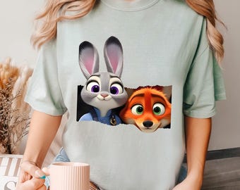 Disney Zootopia Shirt, Comfort Colors, Judy Hopps Shirt, Nick Wilde Shirt, Retro Zootropolis Disney Shirt, Zootopia Fox And Bunny Tee 294497