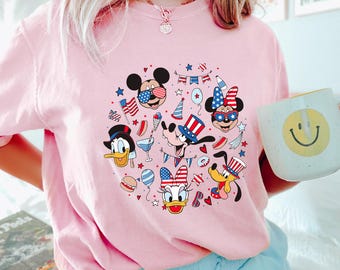 Mickey & Friends Happy 4th Of July Shirt, Comfort Colors, Retro Disney Fourth Of July Shirt,Happy 4th Of July, Disney Family Trip Tee 292962