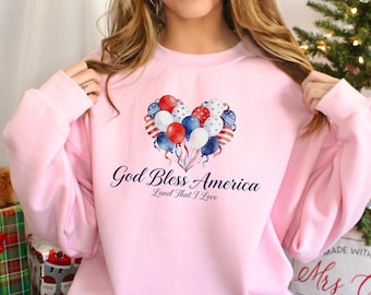 God Bless America Sweatshirt, 4th Of July Balloons Sweatahirt, Patriotic Independence Day Hoodie, Christian Patriot Crewneck 295235