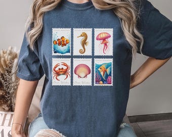 Summer Ocean Shirt, Retro Summer Ocean Graphic Tee, Comfort Colors Trendy Custom Print Top 296005