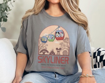 Vintage Mickey and Friends Skyliner Shirt, Comfort Colors, Travel The World From Above Shirt, Epcot Disney Tee, Hollywood Studios Tee 293589