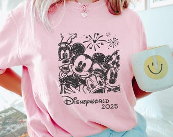 Retro Disneyworld 2026 Mickey And Friends Shirt, Comfort Colors, Disney Shirt, Disneyworld Trip Shirt, Disney Vacation Matching Shirt 292887