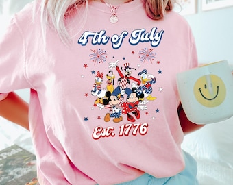 Disney Friends 4Th Of July Est. 1776 Shirt, Comfort Colors Shirt, Disney Family Shirt, Disney 4Th Of July Shirt, Disney Friends Tee 291388