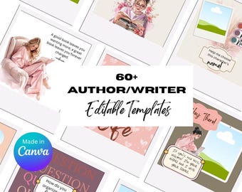 Romance Author Instagram Post Templates, Pink Glam Bookstagram (Canva Editable)