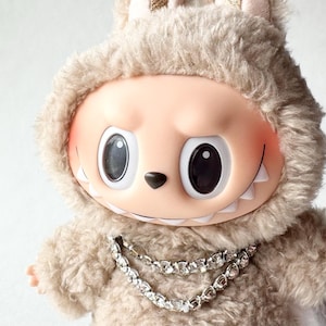 Klare Strass Halskette Doppelstrang für labubu Plüsch Anhänger Schlüsselanhänger bling mini Halskette für Monster Taschenanhänger Schmuck für Plüschtier